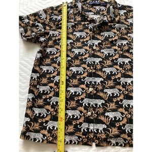 Janie and Jack Boys Tiger Print Button Up Shirt Size‎ 6 Black Brown Short Sleeve